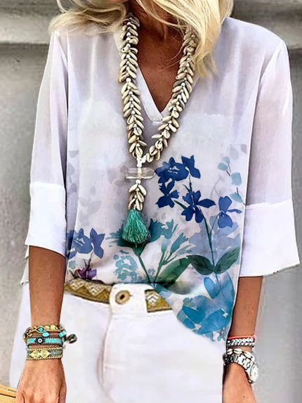 

Loosen Short Sleeve Tops, White, Tops
