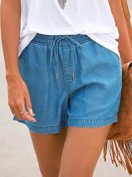 

Cotton Blends Loosen Casual Shorts, Blue, Shorts