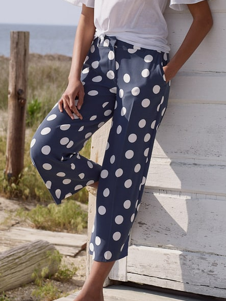 

Polka Dots Casual Pants, Navy blue, Bottoms