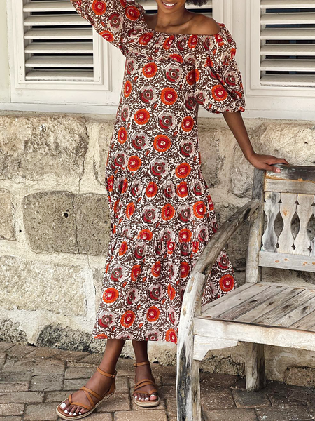 

Plus size Boho Casual Vacation Dress, Red, Dresses