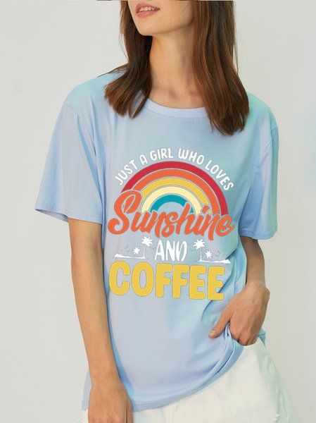 

Sunshine And Coffee Antimicrobial Fabric Crew Neck T-shirt, Blue, T-shirts