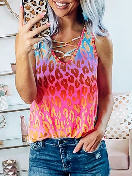 

Vacation Leopard Loosen Knit, Red, Tops