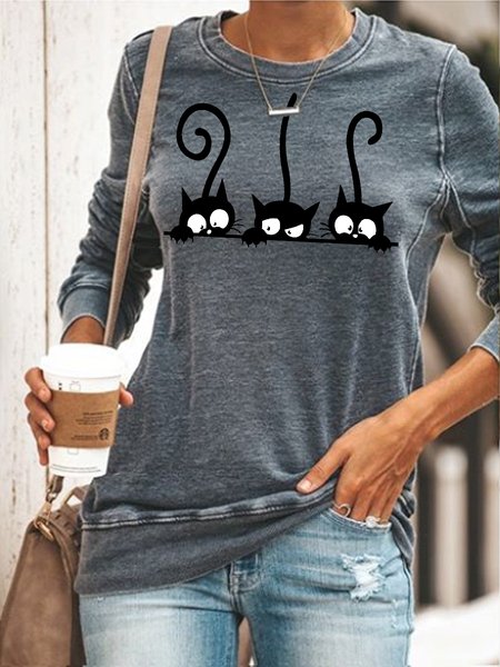 

Womens Cute Black Casual Sweatershirt, Gray, Hoodies&Sweatshirts