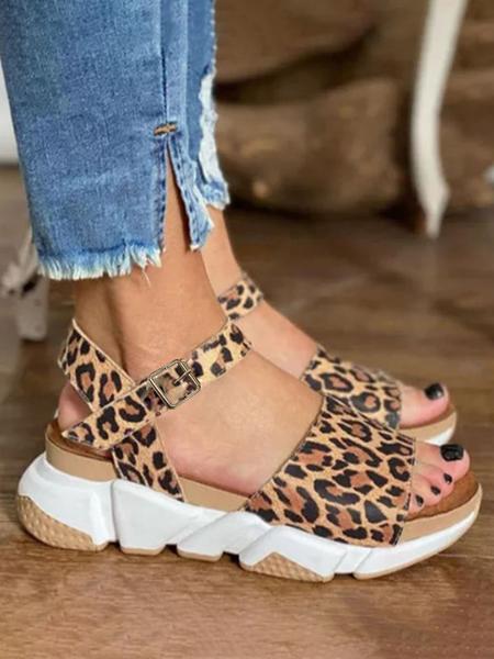 

JFN Leopard Print Casual Strap Sports Sandals, Sandals