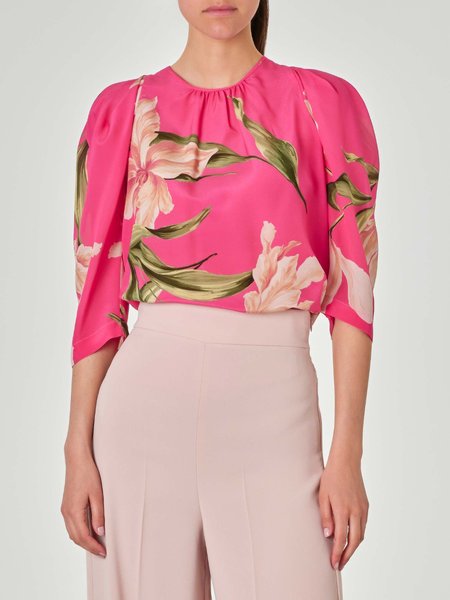 

Summer Lightweight Crew Neck Floral Short Sleeve Tops, Red, Tops