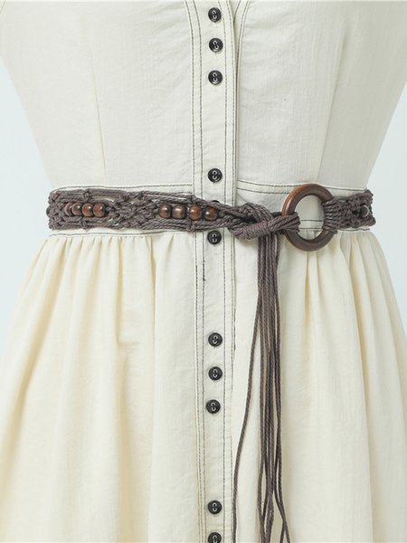 

Boho Handwoven Long Fringe Belt, Coffee, Belts