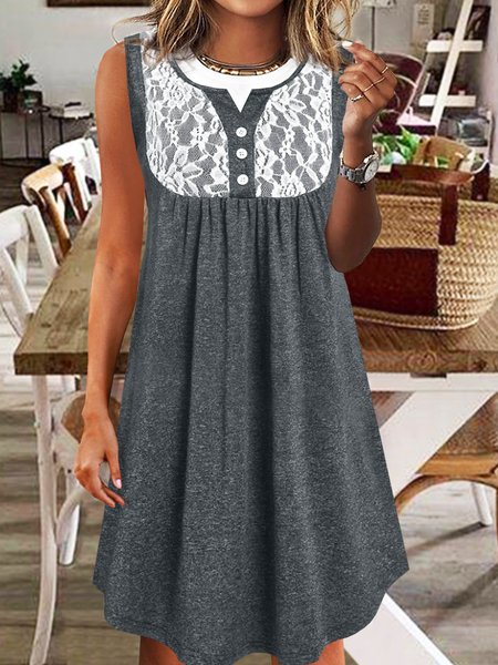 

Color Block Sleeveless Knitting Dresses, Gray, Dresses