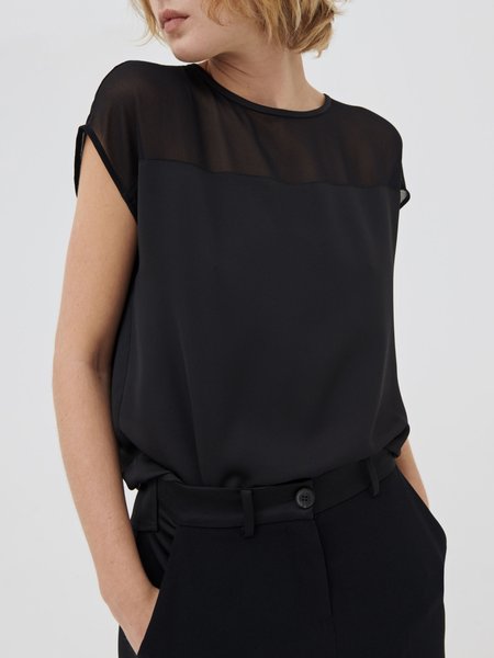 

Summer Short sleeve Crew Neck Loosen Simple Short Sleeve Tops, Black, Tops