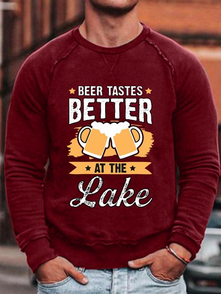 

Men's Beer Tastes Better At The Lake Casual Sweatershirt, Red, Hoodies&Sweatshirts
