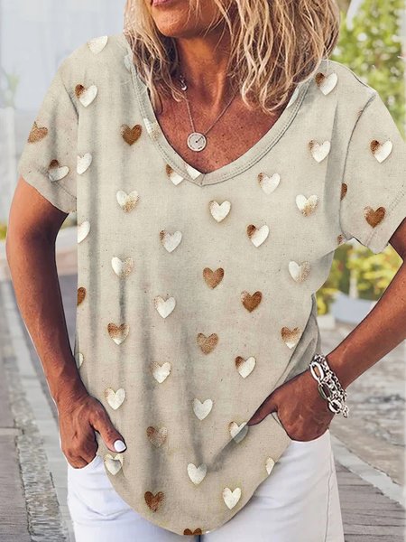

Casual love gilded top T-shirt plus size Gliter Sequins, Apricot, T-Shirts