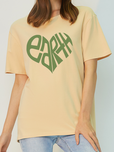 

Women's Antimicrobial Bamboo Fabric Protect Earth Loosen T-Shirt, Apricot, T-shirts