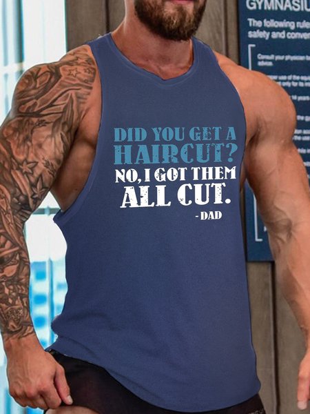 Funny Father's Day Gift Crew Neck Top, Blue, Tank Tops