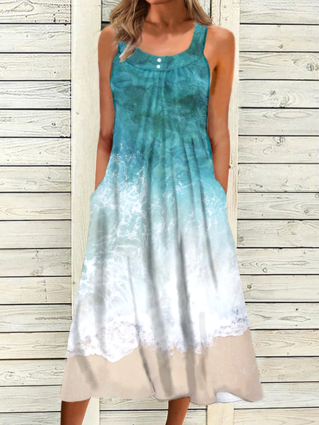 

Sea Short Sleeve Knit Dress, Blue, Midi Dresses