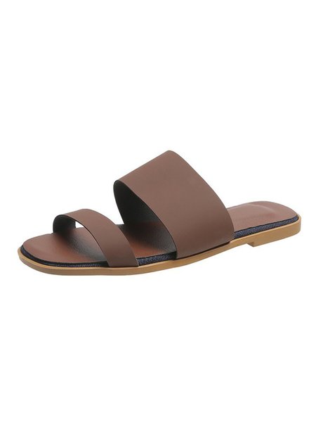 

Solid Color Casual Slippers, Coffee, Sandals