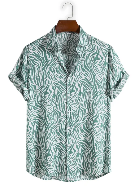 

Cotton Linen Botanical Floral Print Lapel Cozy Linen Shirt, Green, Blouses&Shirts