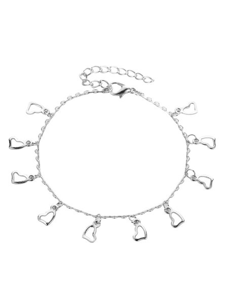 

JFN Beach Vacation Fringe Heart Anklet, Silver, Bracelets