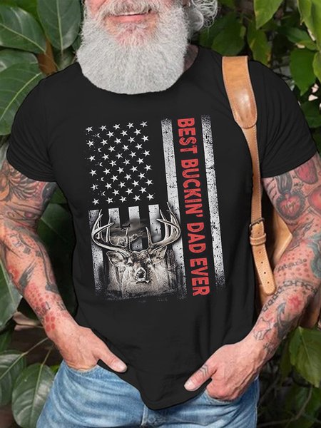 

Cotton Crew Neck Short Sleeve Short Sleeve T-Shirt, Black, T-shirt