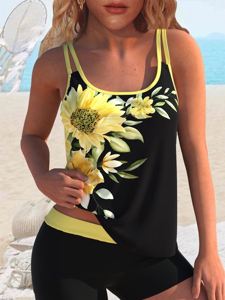 

Casual Color Block U-Neck Knit, Yellow, Tops