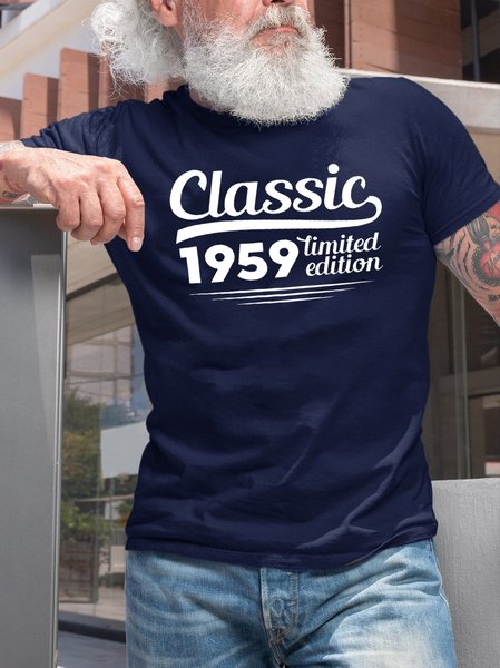 Men's Classic 1959 Print Casual Short Sleeve T-Shirt, Purplish blue, T-shirts