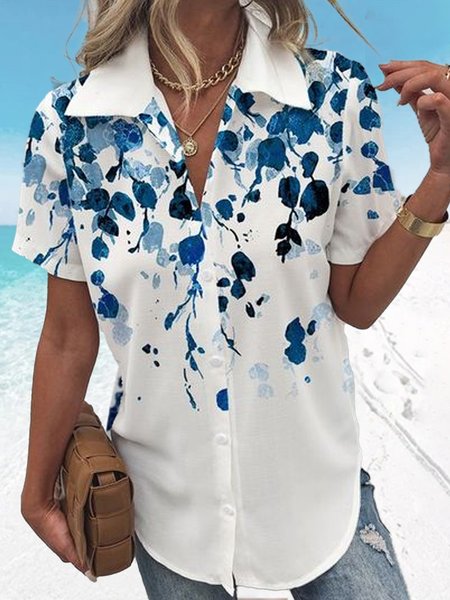 

Casual Short Sleeve Blouse, Blue, Blouses & Shirts