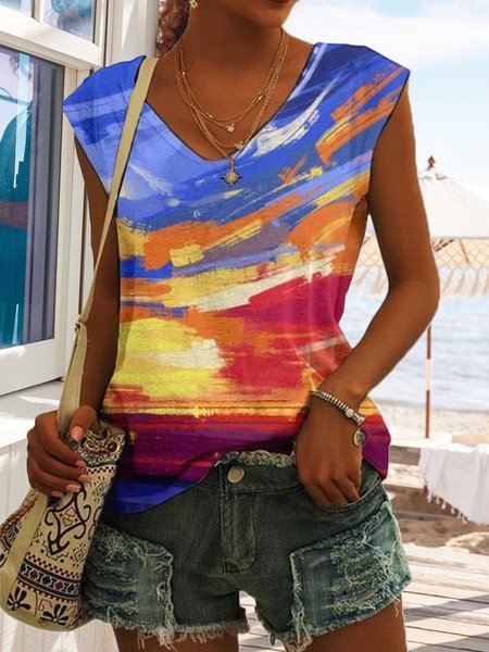 

Ombre Short Sleeve T-Shirt, Multicolor, Tops