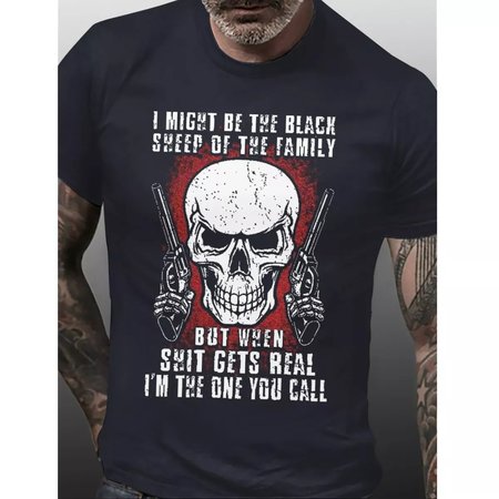 

Mens Funny Letter Skull Short Sleeve T-Shirt, Deep blue, T-shirts