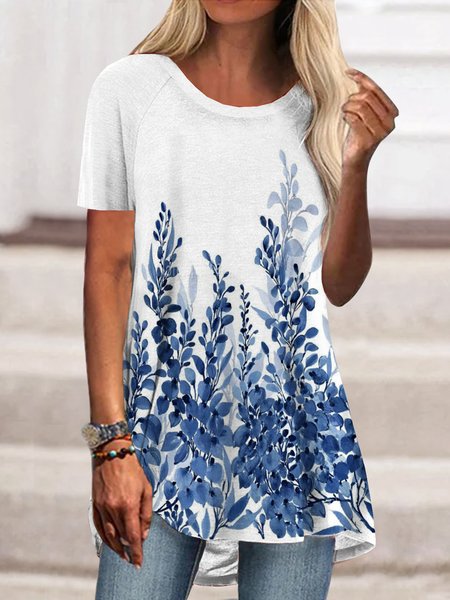 

Holiday color gradient branch and leaf ink T-shirt tunic Plus Size, Blue, T-Shirts