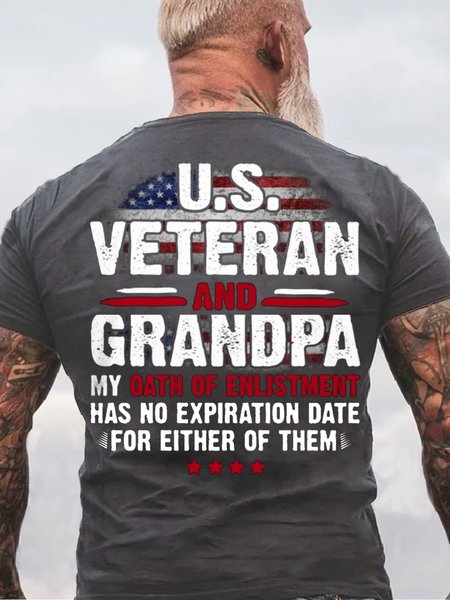 

Mens Veteran Grandpa Cotton Crew Neck Short Sleeve T-Shirt, Deep gray, T-shirts
