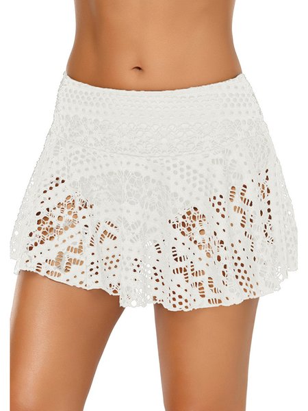 

Women Sexy Lace Cutout Swim Dress Plus Size, White, Swimwear