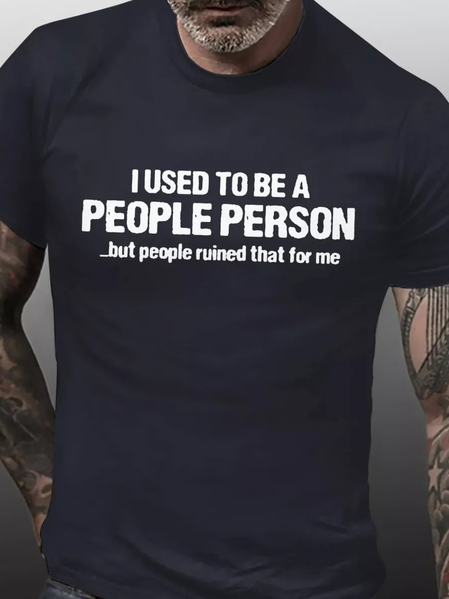 

Mens Funny I Used To Be A People Person Casual Crew Neck Short Sleeve T-Shirt, Deep blue, T-shirts