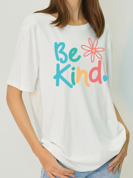 

Women's Antimicrobial Bamboo Fabric Be Kind Loosen T-Shirt, White, T-shirts