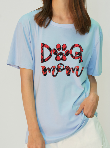 

Women's Antimicrobial Bamboo Fabric Dog Mom Loosen T-Shirt, Blue, T-shirts