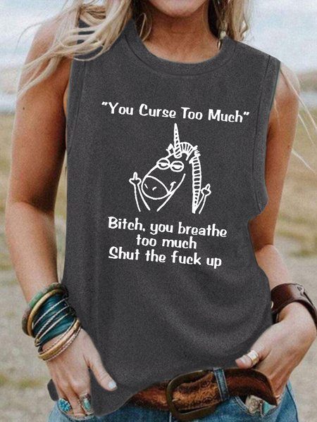 

You Curse Too Much Funny Saying Top, Gray, Tank Tops