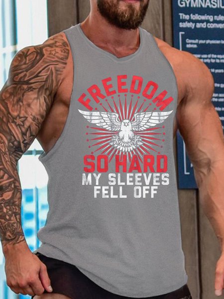 

SO HARD MY SLEEVES FELL OFF MEN'S TOP, Gray, Tank Tops