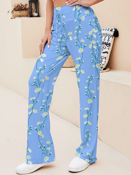 

Womens Casual Flower Loosen Pants, As picture, Pants