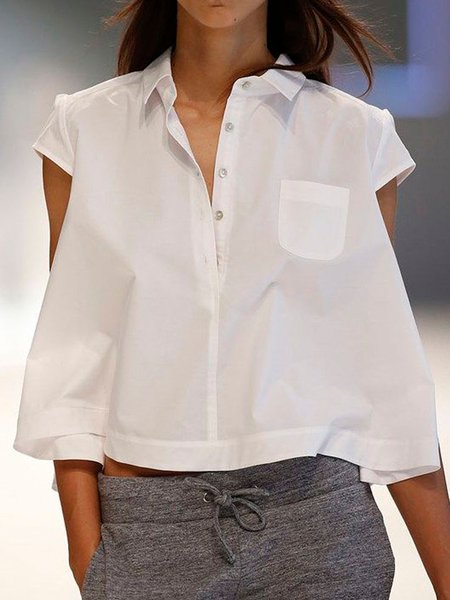 

Simple Short Sleeve Blouse, White, Blouses and Shirts