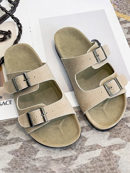 

JFN Casual Buckle Slip-On Birkenstock Slippers, Khaki, Sandals & Slippers