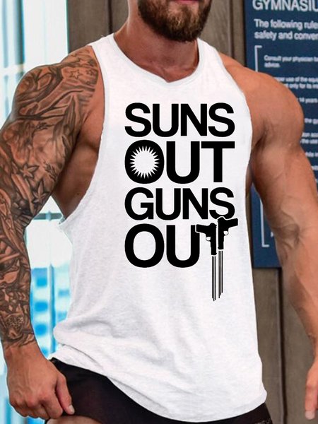 

SUNS OUT GUNS OUT MEN'S TOP, White, Tank Tops