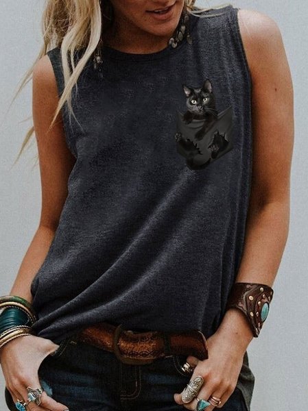 

Animal Regular Fit Short Sleeve Tops, Gray, Tanks & Camis