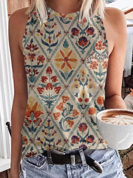 

Casual Crew Neck Loosen Knit, Blue, Tank Top