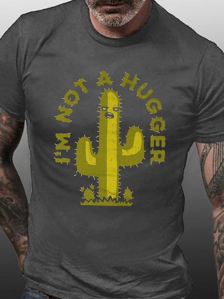 I'm Not A Hugger Cactus Shirts&Tops, Deep gray, T-shirts