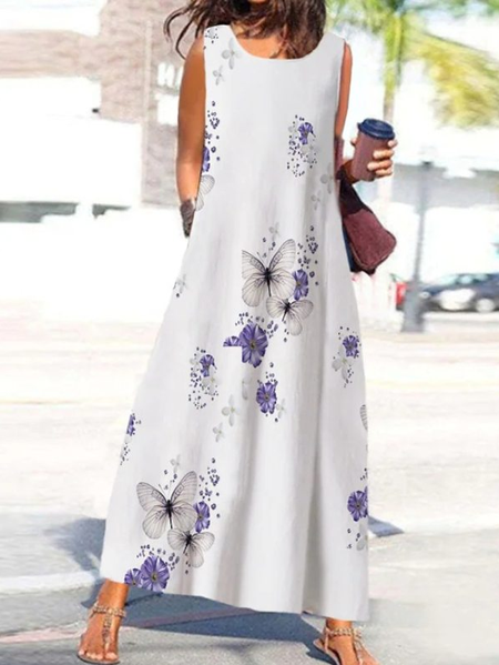 

Casual Sleeveless Knitting Dresses, White, Maxi Dresses