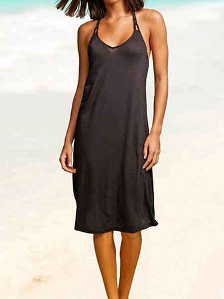 

Regular Fit Solid Sleeveless Knitting Dresses, Black, Mini Dresses