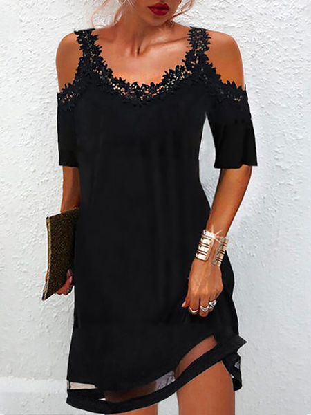 

Plus size Polka Dots Sleeveless Dresses, Black, Mini Dresses