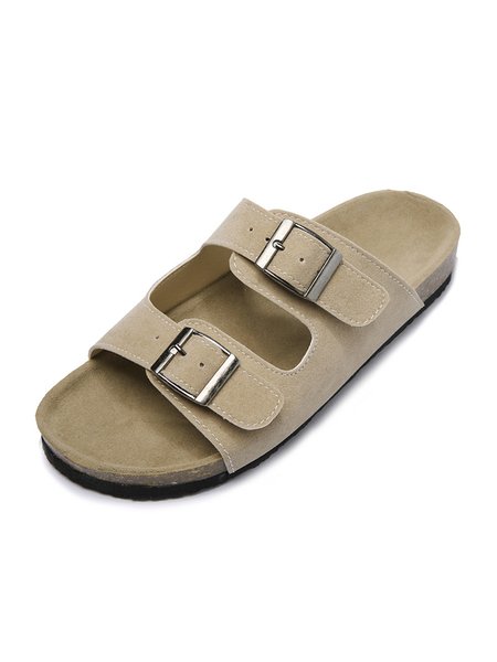 

Casual Buckle Slip-On Birkenstock Slippers, Khaki, Sandals