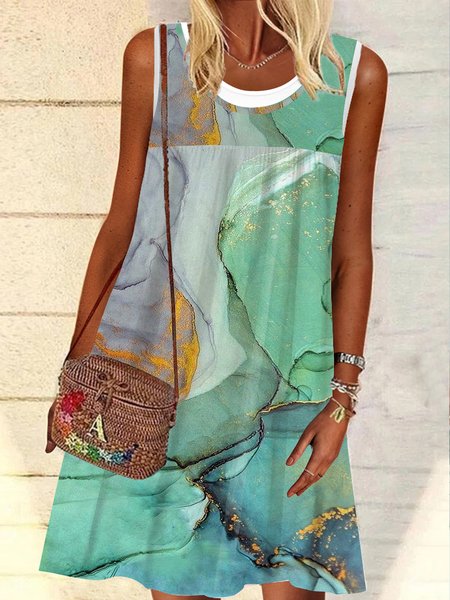 

Loosen Vacation Sleeveless Knitting Dresses, Green, Mini Dresses