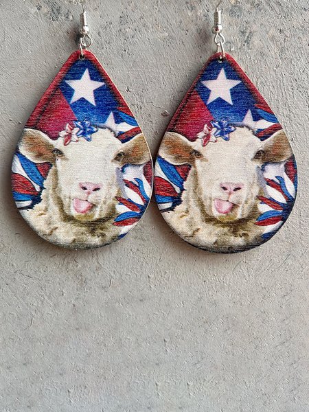 

JFN Independence Day Wood Animal Print Earrings, Color4, Earrings