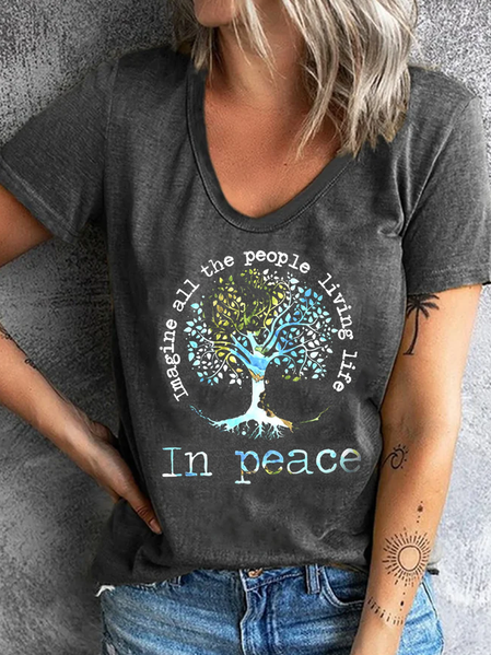 

Loosen Casual Short Sleeve T-Shirt, Deep gray, T-Shirts