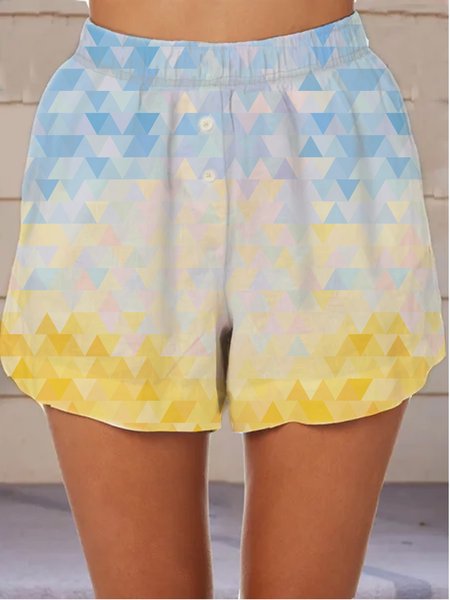 

Loosen Ombre Shorts Geometric Ombre Color Block, Light blue, Shorts