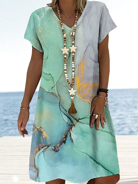 

Sea Cotton Blends Vacation Short Sleeve Knit Dress, Flower, Dresses